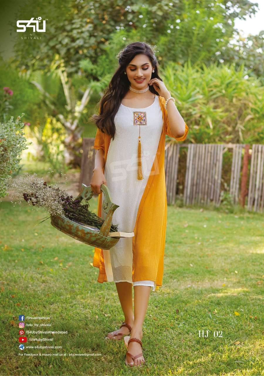 S4U PRESENTS HELLO JACKET WESTERN EDITION IMPORTED CRUSHED GEORGETTE GORGEOUS LOOK KURTI CATALOG