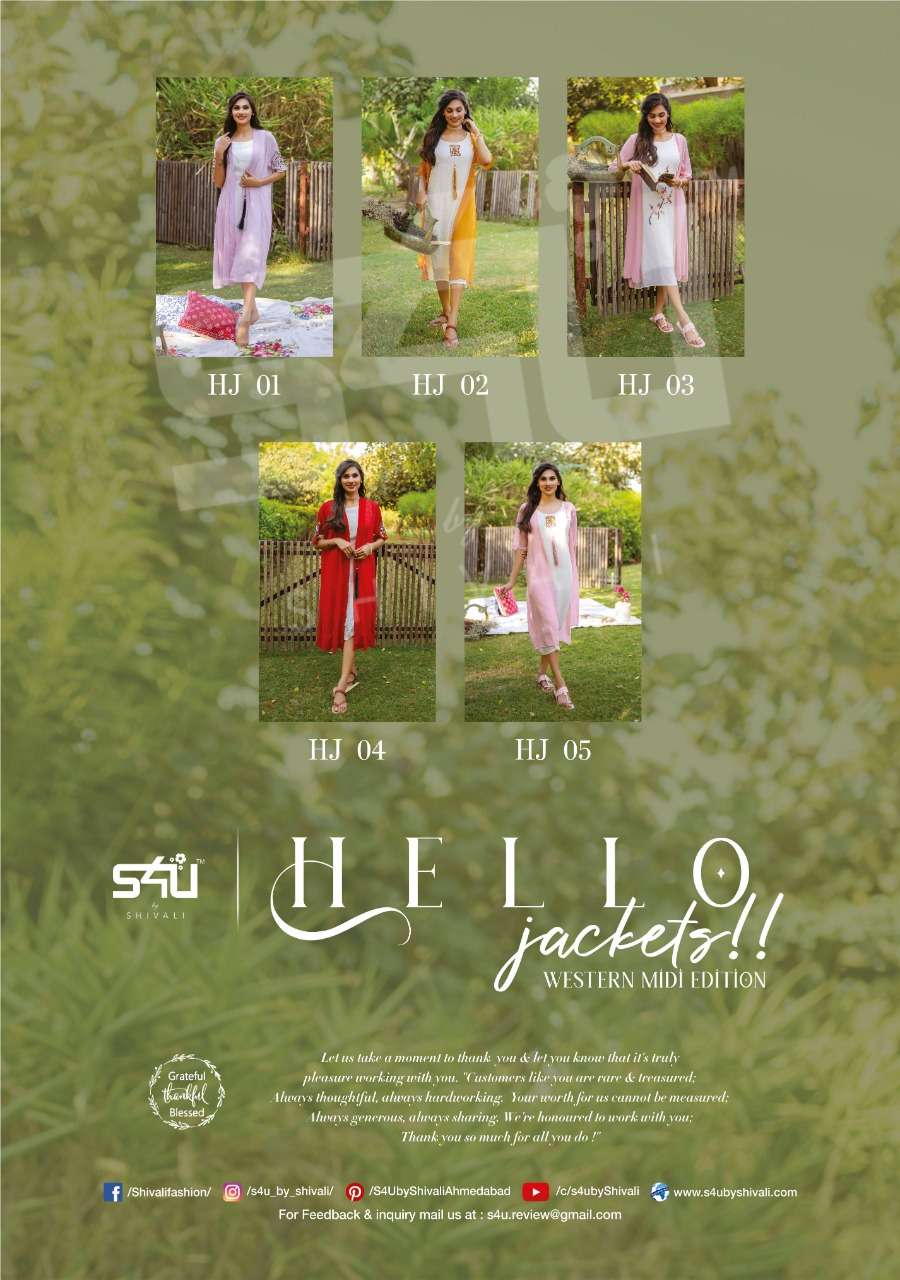 S4U PRESENTS HELLO JACKET WESTERN EDITION IMPORTED CRUSHED GEORGETTE GORGEOUS LOOK KURTI CATALOG