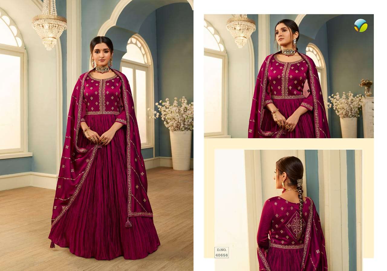 VINAY FASHION PRESENTS TUMBAA TAMANNA GEORGETTE FESTIVE LOOK GOWN WITH DUPATTA CATALOG WHOLESALER 