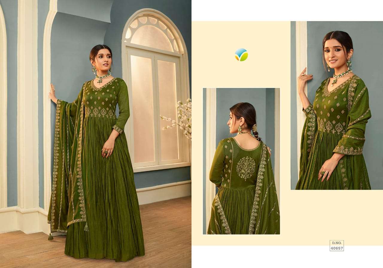 VINAY FASHION PRESENTS TUMBAA TAMANNA GEORGETTE FESTIVE LOOK GOWN WITH DUPATTA CATALOG WHOLESALER 