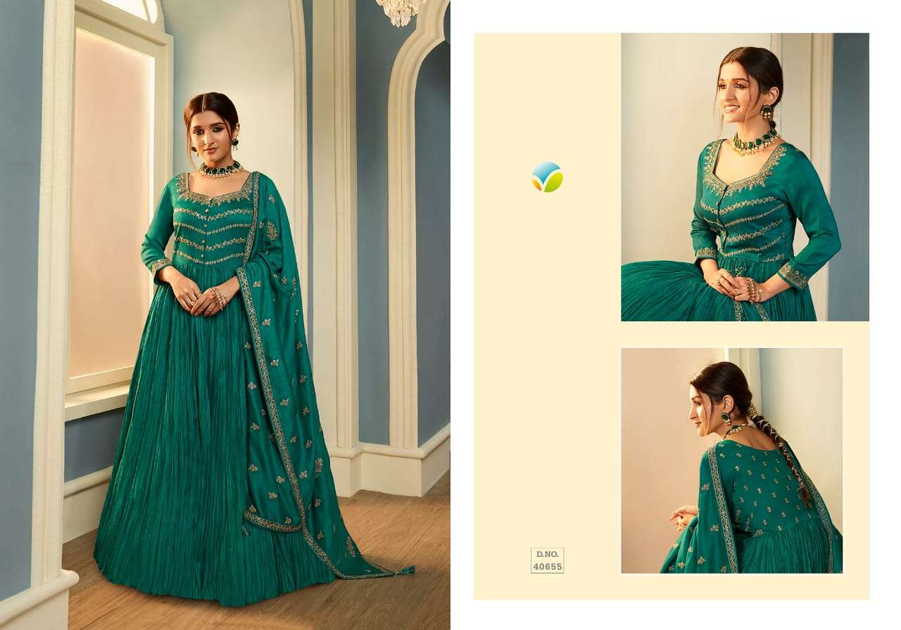 VINAY FASHION PRESENTS TUMBAA TAMANNA GEORGETTE FESTIVE LOOK GOWN WITH DUPATTA CATALOG WHOLESALER 