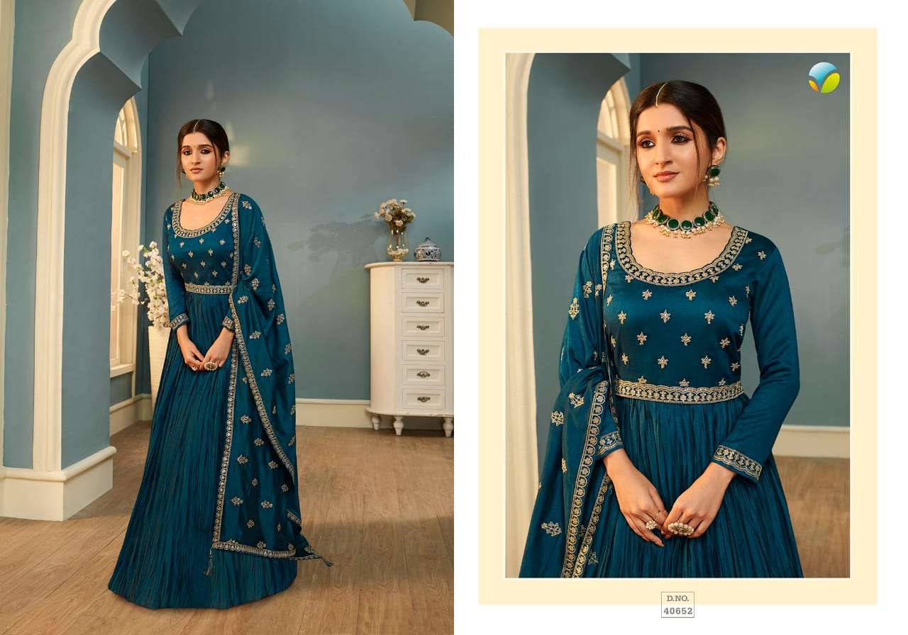 VINAY FASHION PRESENTS TUMBAA TAMANNA GEORGETTE FESTIVE LOOK GOWN WITH DUPATTA CATALOG WHOLESALER 