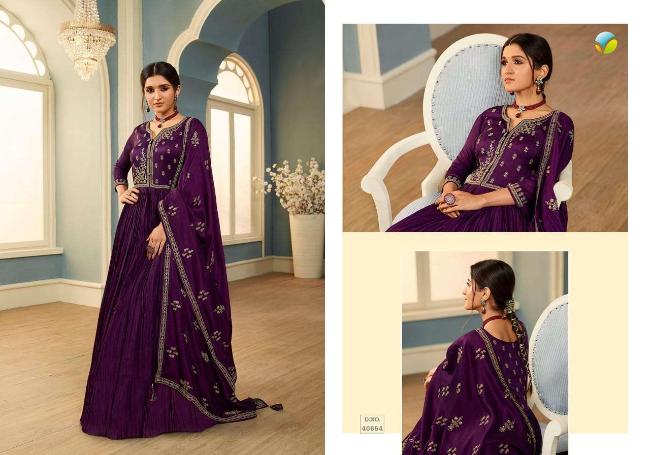 VINAY FASHION PRESENTS TUMBAA TAMANNA GEORGETTE FESTIVE LOOK GOWN WITH DUPATTA CATALOG WHOLESALER 