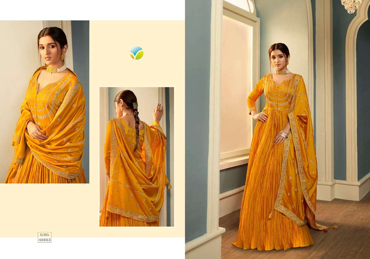 VINAY FASHION PRESENTS TUMBAA TAMANNA GEORGETTE FESTIVE LOOK GOWN WITH DUPATTA CATALOG WHOLESALER 