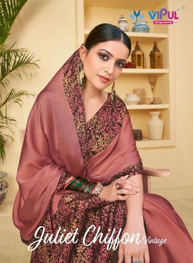 VIPUL PRESENTS JULIET CHIFFON VINTAGE UNIFORM SAREES CATALOG WHOLESALER