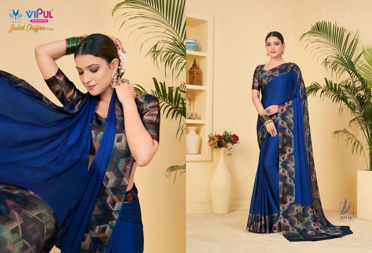 VIPUL PRESENTS JULIET CHIFFON VINTAGE UNIFORM SAREES CATALOG WHOLESALER