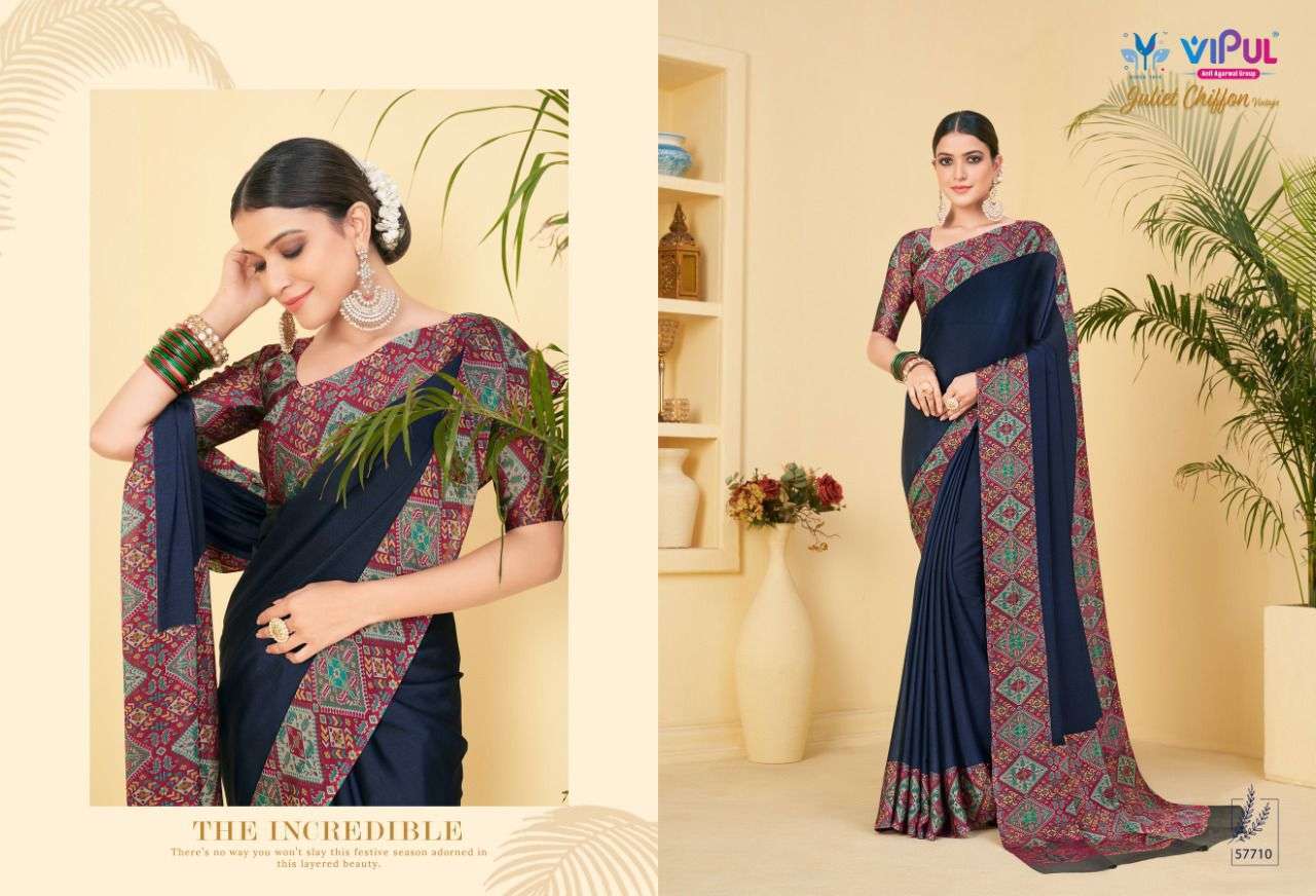 VIPUL PRESENTS JULIET CHIFFON VINTAGE UNIFORM SAREES CATALOG WHOLESALER
