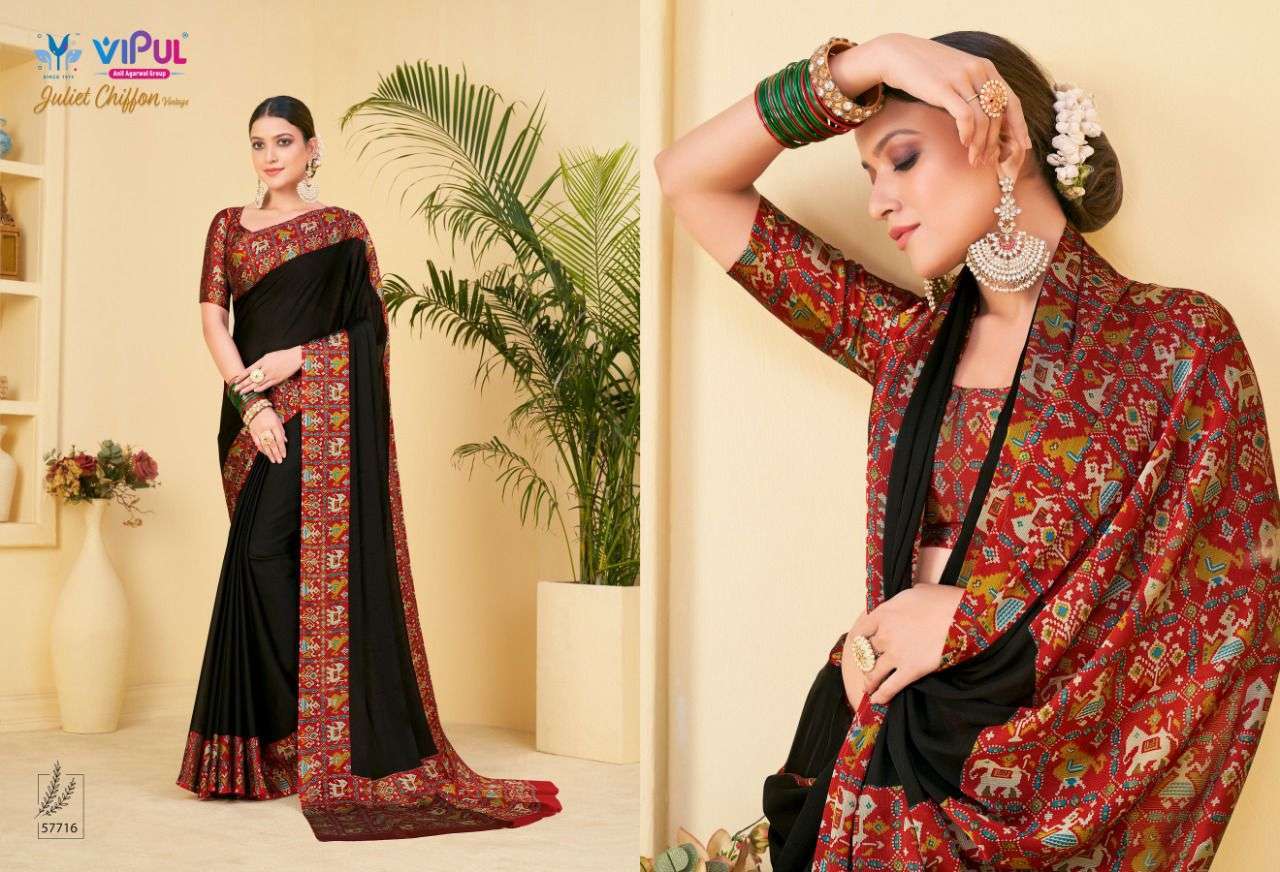 VIPUL PRESENTS JULIET CHIFFON VINTAGE UNIFORM SAREES CATALOG WHOLESALER