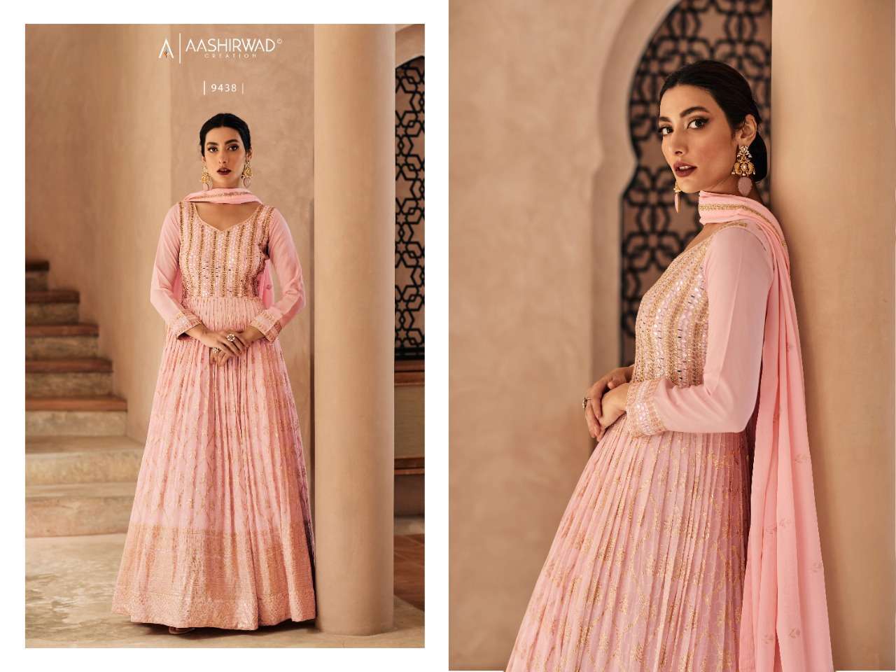 Aashirwad Presents Zara Georgette Partywear Designer Anarkali Salwar Suits Catalog Wholesaler