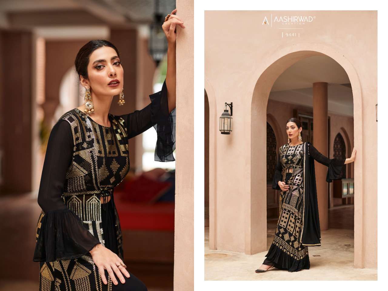 Aashirwad Presents Zara Georgette Partywear Designer Anarkali Salwar Suits Catalog Wholesaler