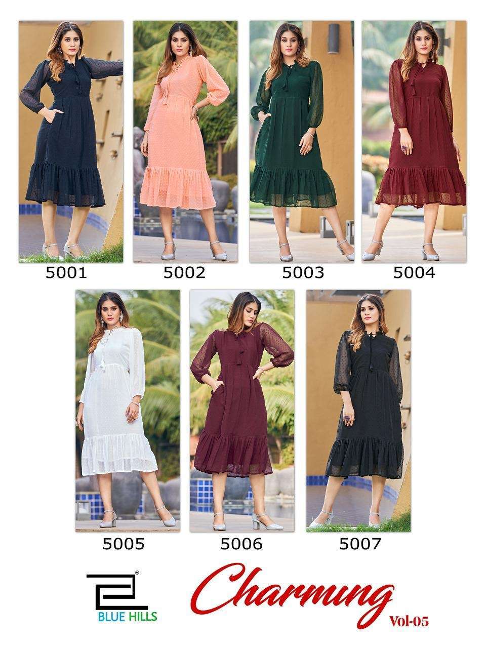 Blue hills presents Charming vol-5 georgette kurtis catalog wholesaler 