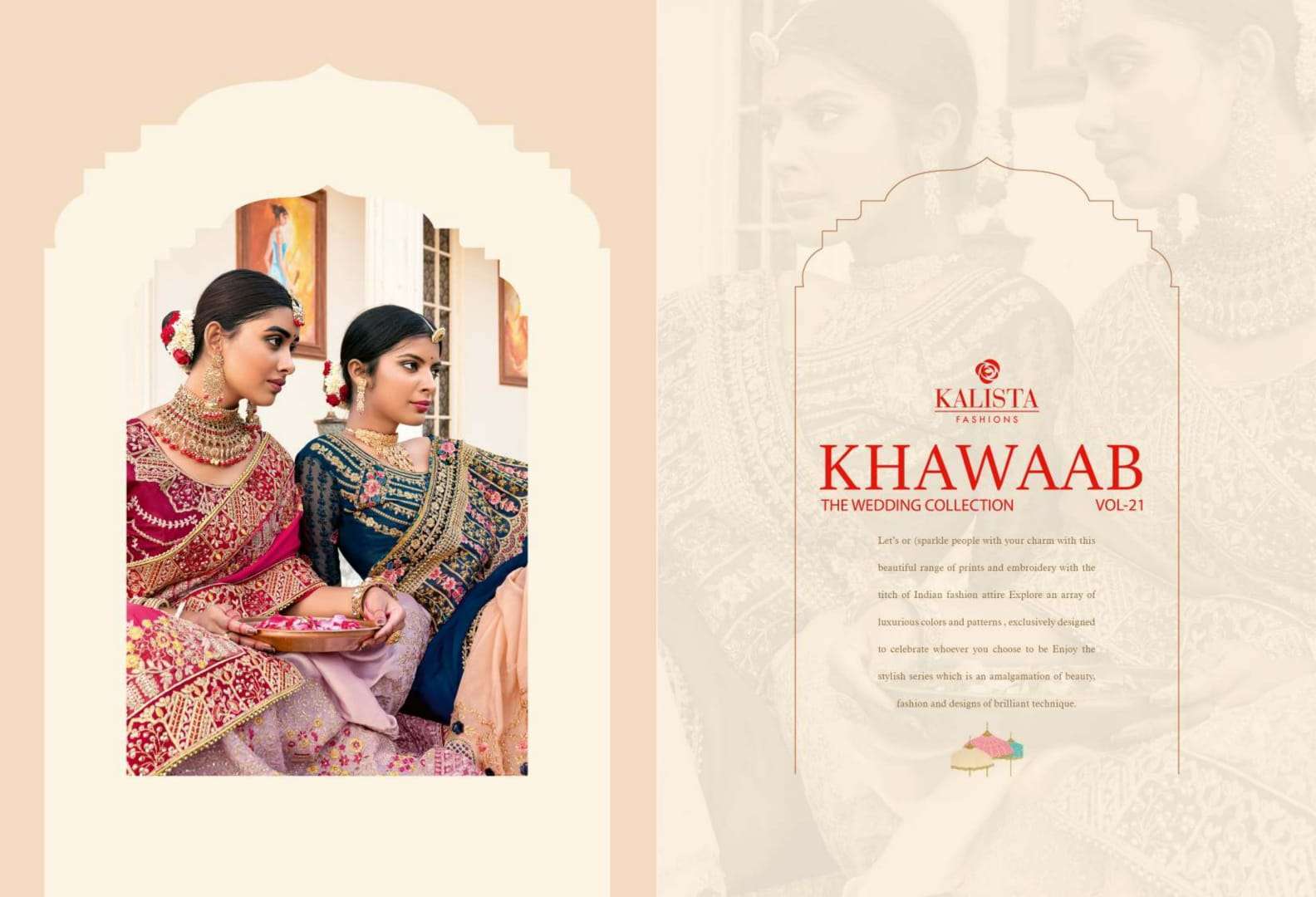 Kalista presents Khawaab vol-21 fancy heavy embroidery work sarees catalog wholesaler 