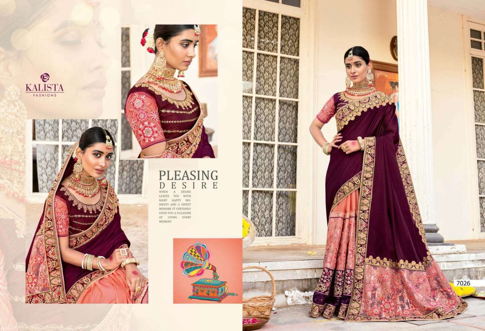 Kalista presents Khawaab vol-21 fancy heavy embroidery work sarees catalog wholesaler 