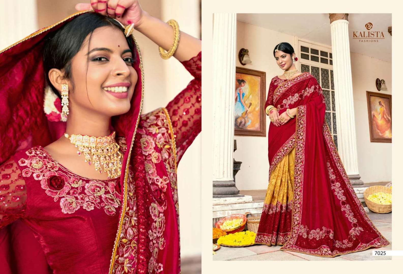 Kalista presents Khawaab vol-21 fancy heavy embroidery work sarees catalog wholesaler 
