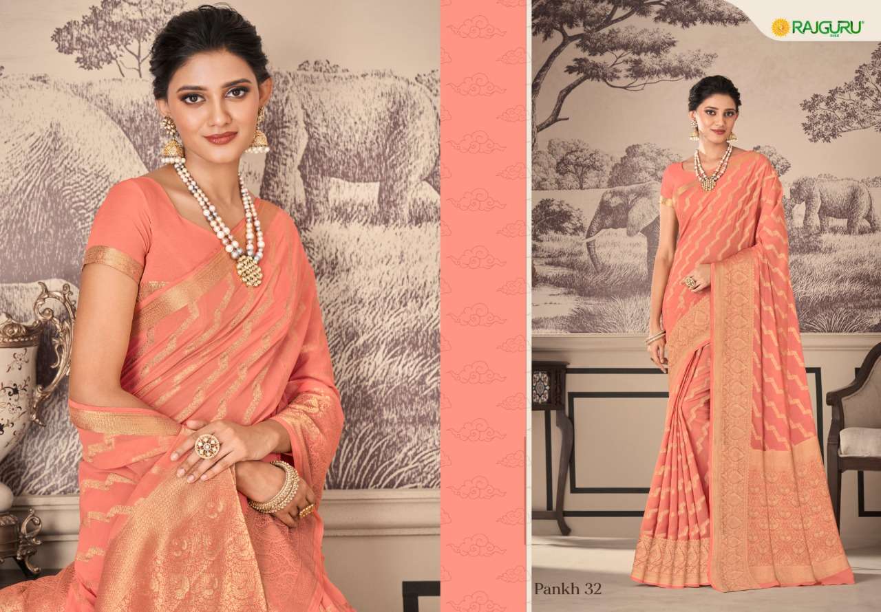 RAJGURU PRESENTS PANKH GEORGETTE DESIGNER SAREES CATALOG WHOLESALER AND EXPORTER IN SURAT 