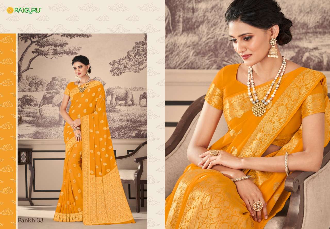 RAJGURU PRESENTS PANKH GEORGETTE DESIGNER SAREES CATALOG WHOLESALER AND EXPORTER IN SURAT 