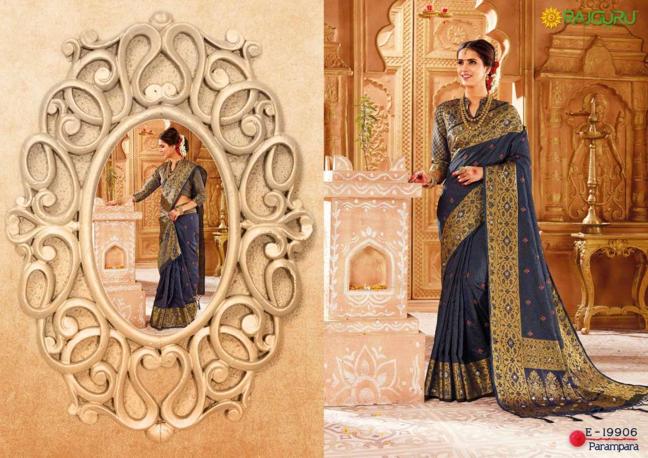 RAJGURU PRESENTS PARAMPARA SOFT RAW SILK FABRIC SAREES CATALOG WHOLESALER AND EXPORTER IN SURAT