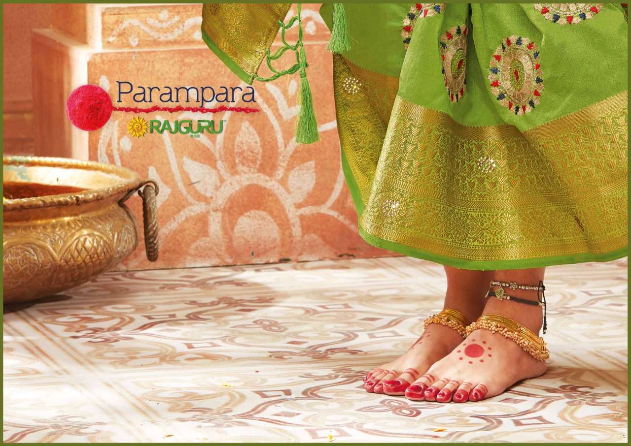 RAJGURU PRESENTS PARAMPARA SOFT RAW SILK FABRIC SAREES CATALOG WHOLESALER AND EXPORTER IN SURAT