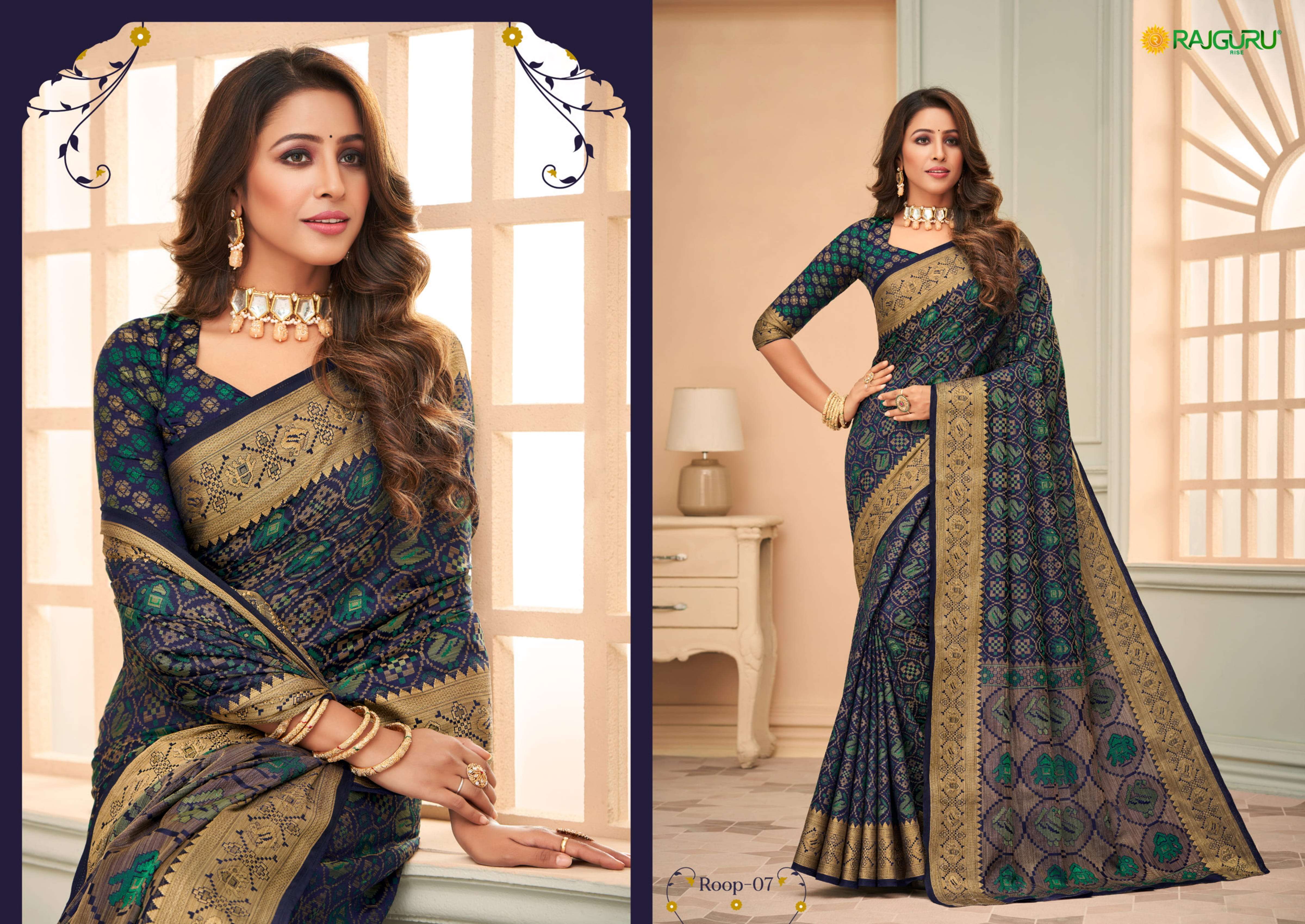 RAJGURU PRESENTS ROOP DESIGNER PARTY WEAR SAREES CATALOG WHOLESALER AND EXPORTER IN SURAT 
