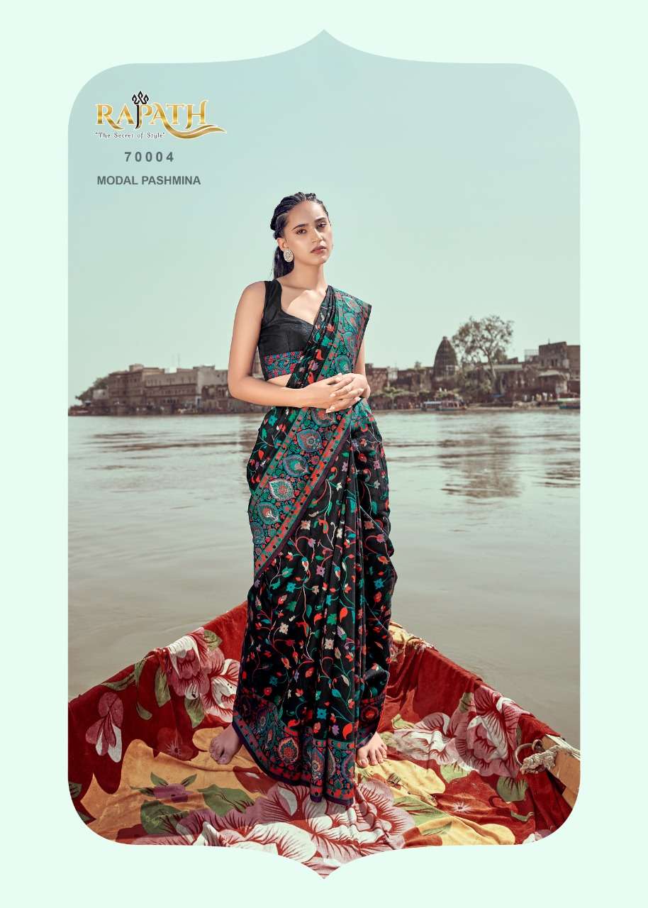 RAJPATH PRESENTS KANI PASHMINA DESIGNER MINAKARI WEAVING SAREES CATALOG WHOLESALER AND EXPORTER IN SURAT