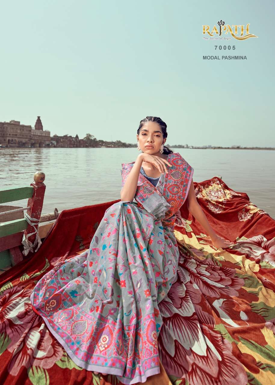 RAJPATH PRESENTS KANI PASHMINA DESIGNER MINAKARI WEAVING SAREES CATALOG WHOLESALER AND EXPORTER IN SURAT