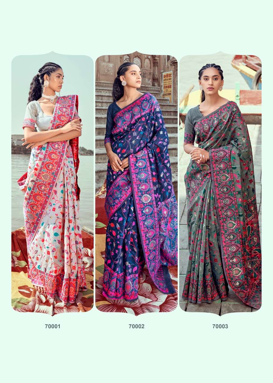 RAJPATH PRESENTS KANI PASHMINA DESIGNER MINAKARI WEAVING SAREES CATALOG WHOLESALER AND EXPORTER IN SURAT