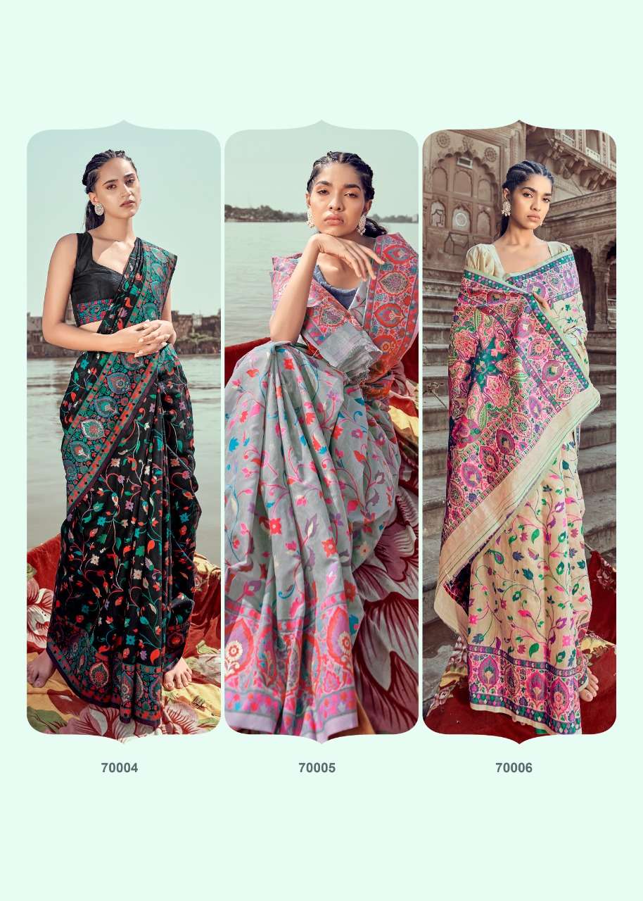 RAJPATH PRESENTS KANI PASHMINA DESIGNER MINAKARI WEAVING SAREES CATALOG WHOLESALER AND EXPORTER IN SURAT