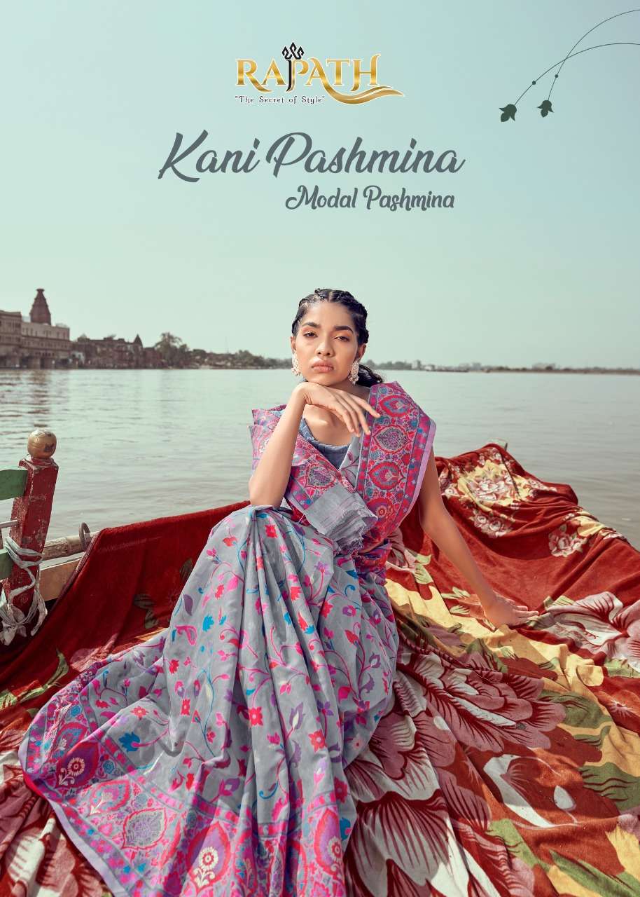 RAJPATH PRESENTS KANI PASHMINA DESIGNER MINAKARI WEAVING SAREES CATALOG WHOLESALER AND EXPORTER IN SURAT