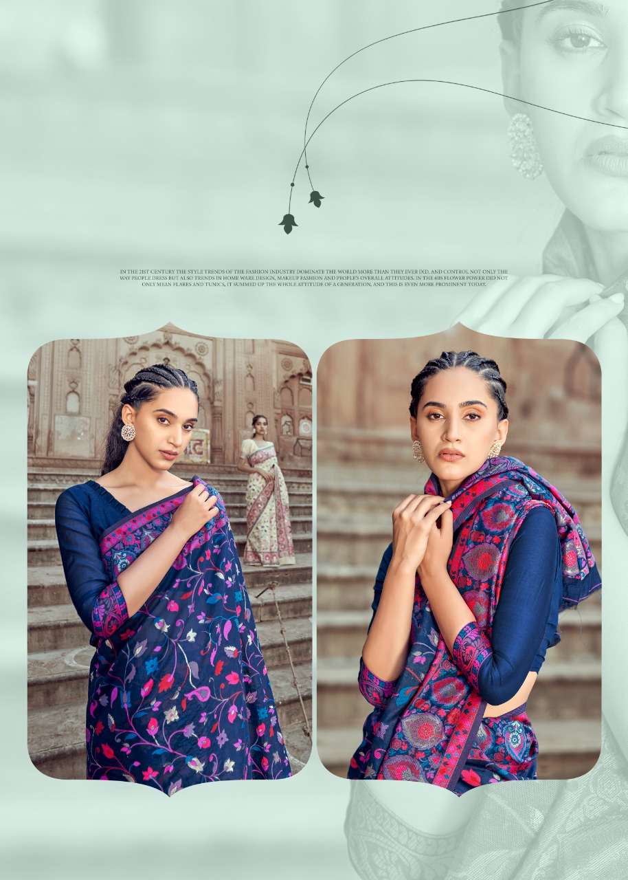 RAJPATH PRESENTS KANI PASHMINA DESIGNER MINAKARI WEAVING SAREES CATALOG WHOLESALER AND EXPORTER IN SURAT