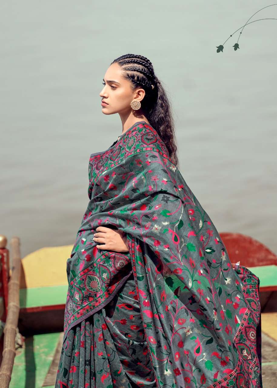 RAJPATH PRESENTS KANI PASHMINA DESIGNER MINAKARI WEAVING SAREES CATALOG WHOLESALER AND EXPORTER IN SURAT