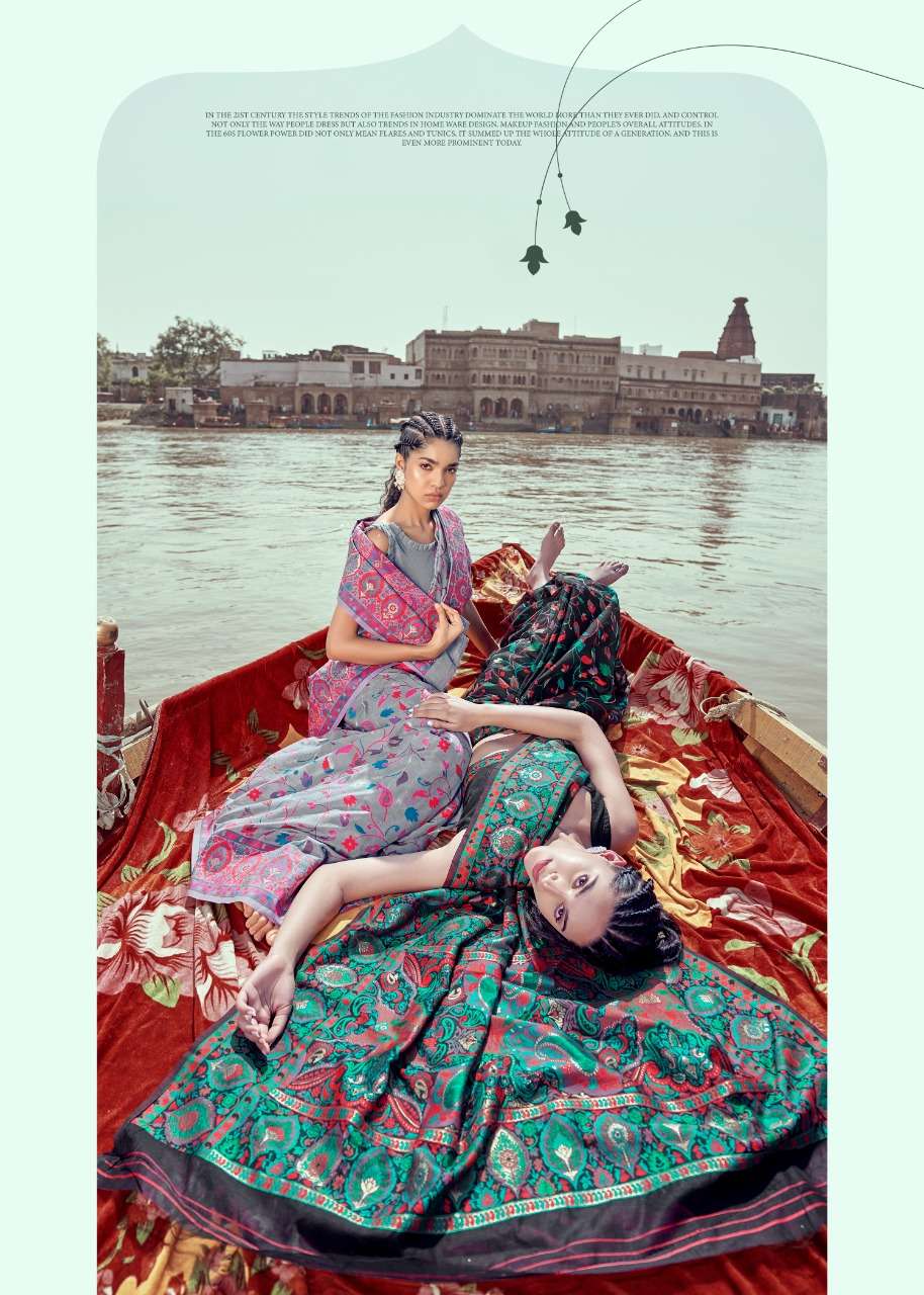 RAJPATH PRESENTS KANI PASHMINA DESIGNER MINAKARI WEAVING SAREES CATALOG WHOLESALER AND EXPORTER IN SURAT