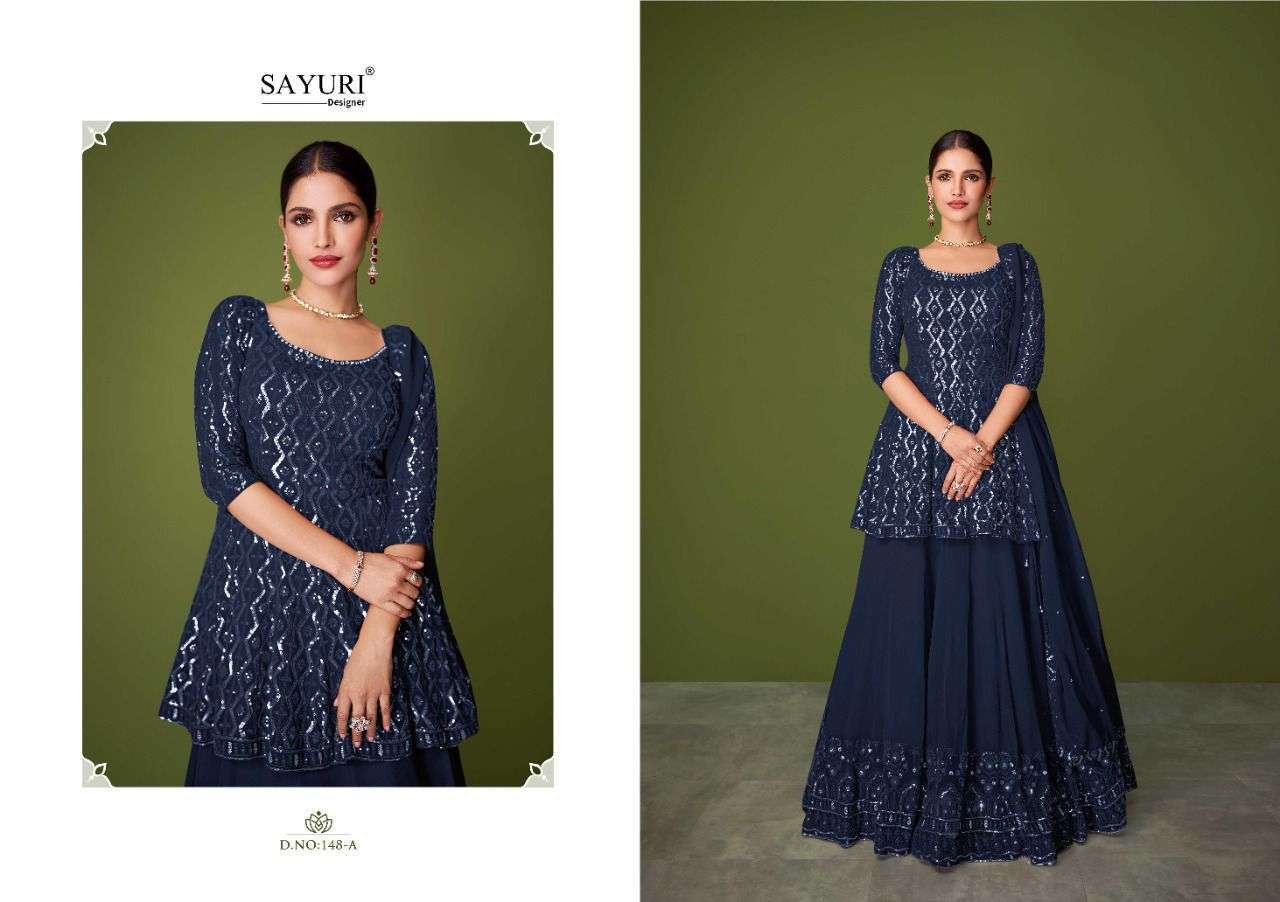 SAYURI DESIGNER PRESENTS MURAD FULL STITCHED PARTY WEAR DRESSES CATALOG WHOLESALER AND EXPORTER IN SURAT 