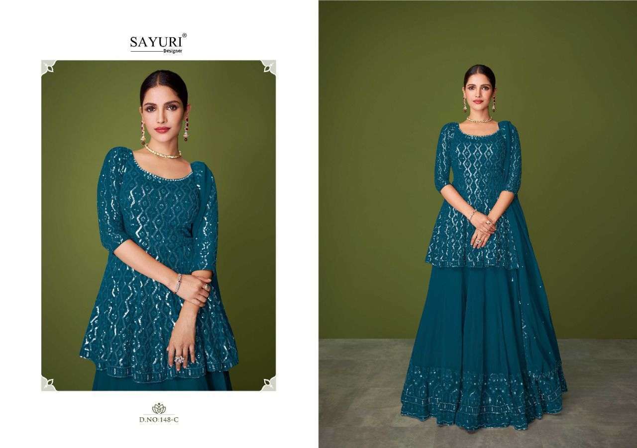 SAYURI DESIGNER PRESENTS MURAD FULL STITCHED PARTY WEAR DRESSES CATALOG WHOLESALER AND EXPORTER IN SURAT 