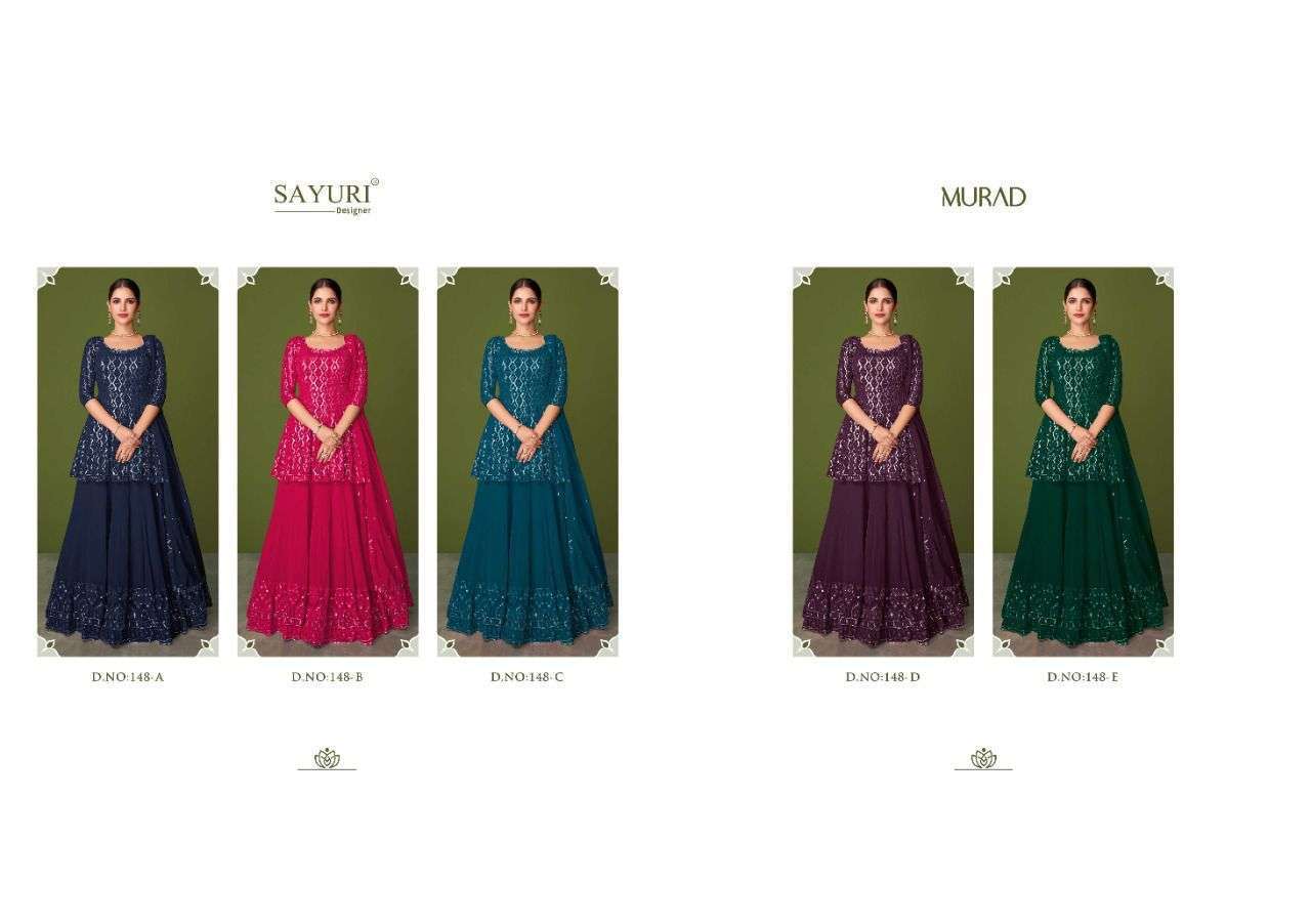 SAYURI DESIGNER PRESENTS MURAD FULL STITCHED PARTY WEAR DRESSES CATALOG WHOLESALER AND EXPORTER IN SURAT 