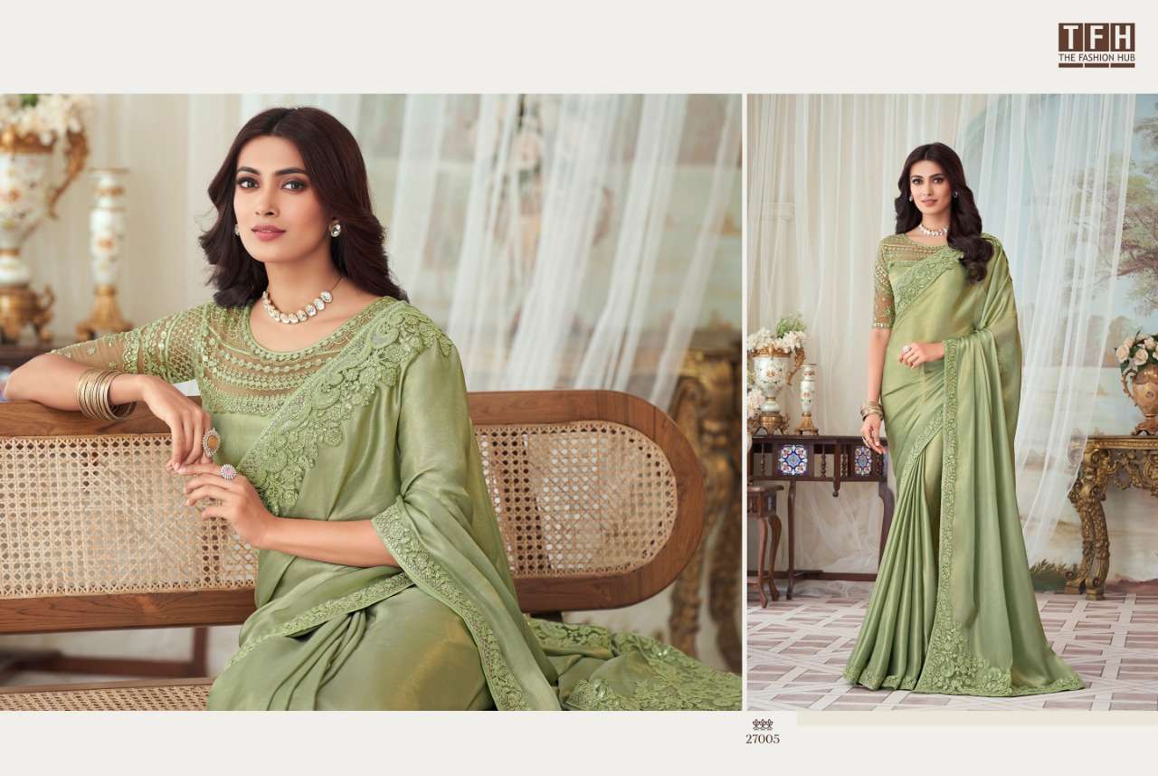 TFH PRESENTS SILVER SCREEN 17TH EDITION NEW DESIGNER PARTYWEAR FANCY SAREES CATALOG WHOLEALER AND EXPORTER IN SURAT
