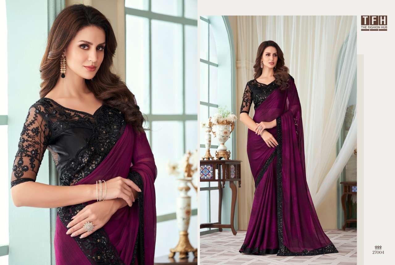 TFH PRESENTS SILVER SCREEN 17TH EDITION NEW DESIGNER PARTYWEAR FANCY SAREES CATALOG WHOLEALER AND EXPORTER IN SURAT