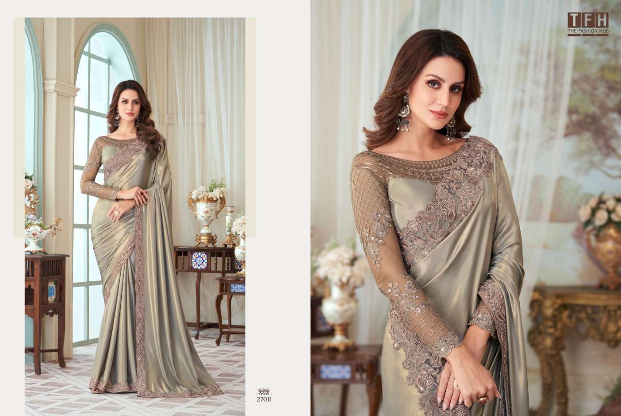 TFH PRESENTS SILVER SCREEN 17TH EDITION NEW DESIGNER PARTYWEAR FANCY SAREES CATALOG WHOLEALER AND EXPORTER IN SURAT