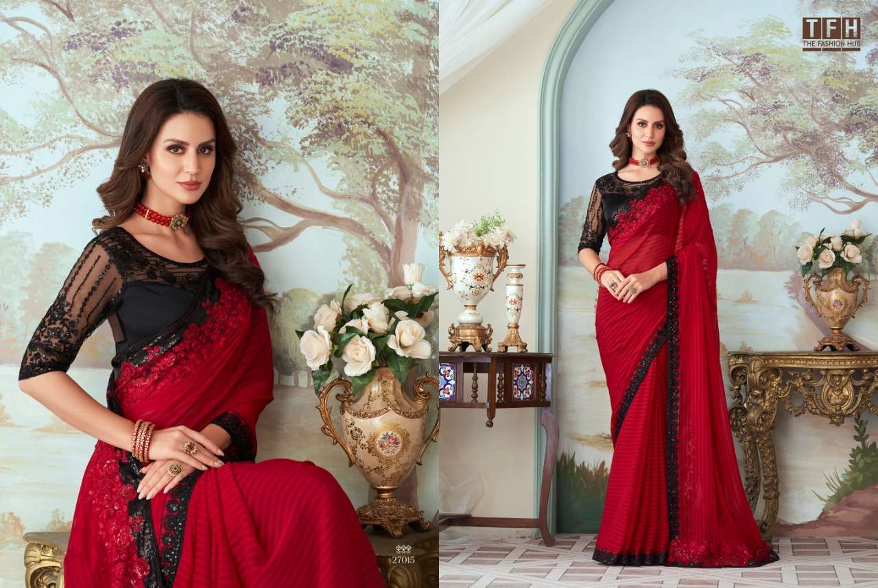 TFH PRESENTS SILVER SCREEN 17TH EDITION NEW DESIGNER PARTYWEAR FANCY SAREES CATALOG WHOLEALER AND EXPORTER IN SURAT