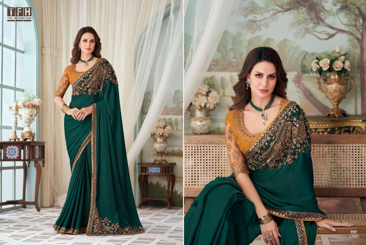 TFH PRESENTS SILVER SCREEN 17TH EDITION NEW DESIGNER PARTYWEAR FANCY SAREES CATALOG WHOLEALER AND EXPORTER IN SURAT