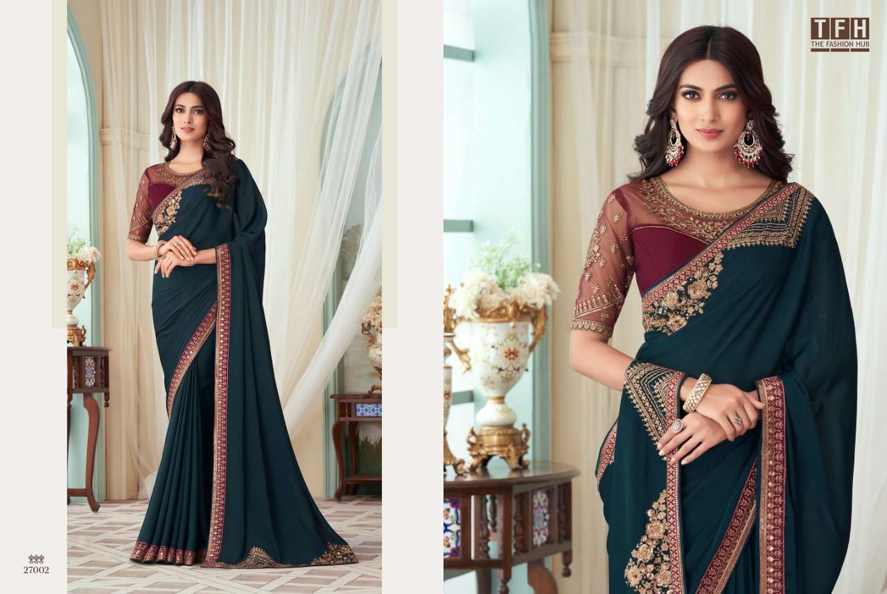TFH PRESENTS SILVER SCREEN 17TH EDITION NEW DESIGNER PARTYWEAR FANCY SAREES CATALOG WHOLEALER AND EXPORTER IN SURAT