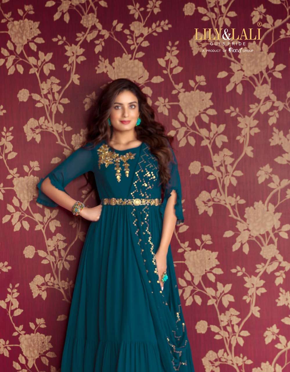 LILY AND LALI ROSETTE HEAVY GEORGETTE WESTERN STYLE GOWN CATALOG