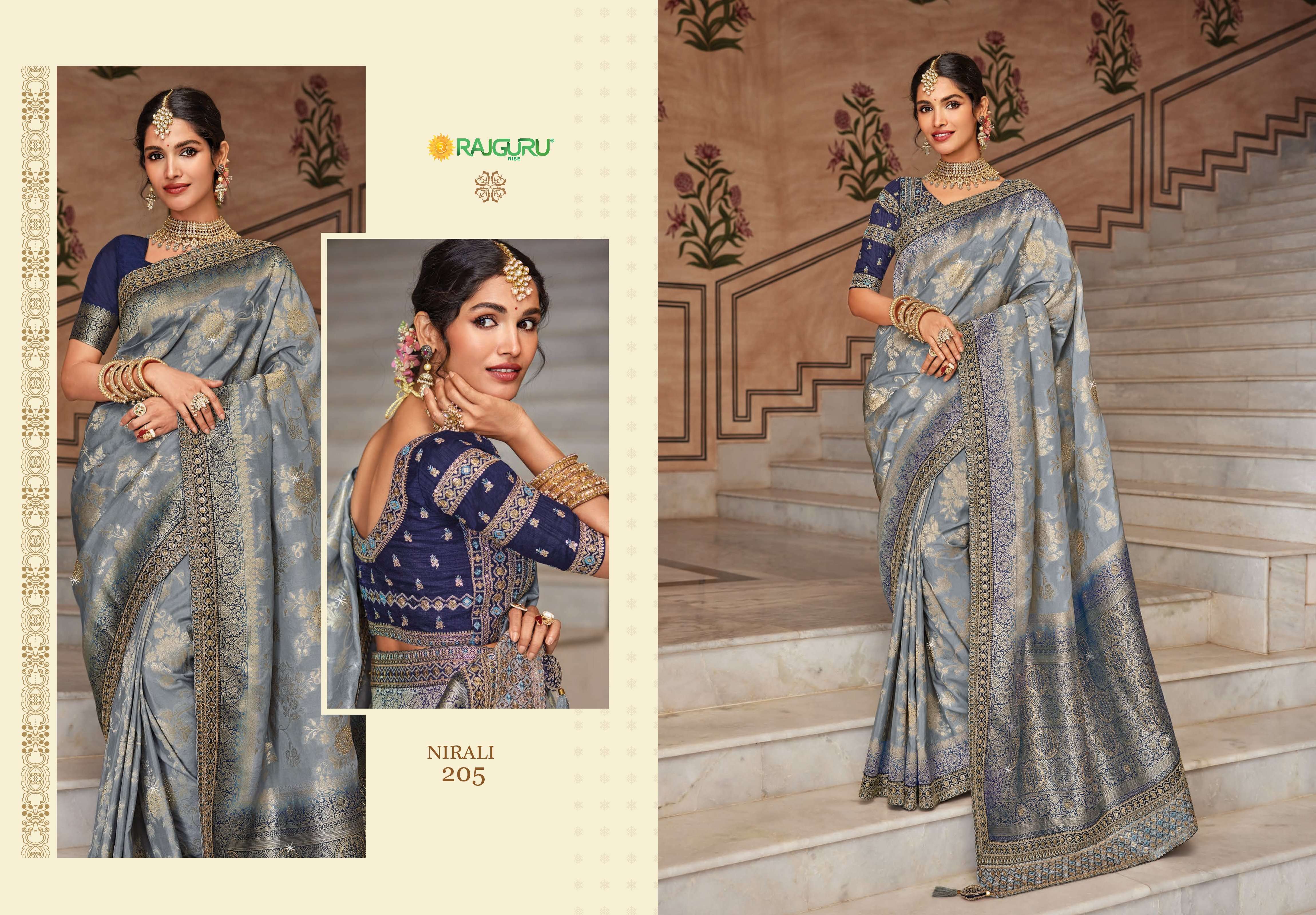 RAJGURU PRESENTS NIRALI DESIGNER WEDDING WEAR HEAVY FANCY SILK SAREES CATALOG WHOLESALER AND EXPORTER IN SURAT