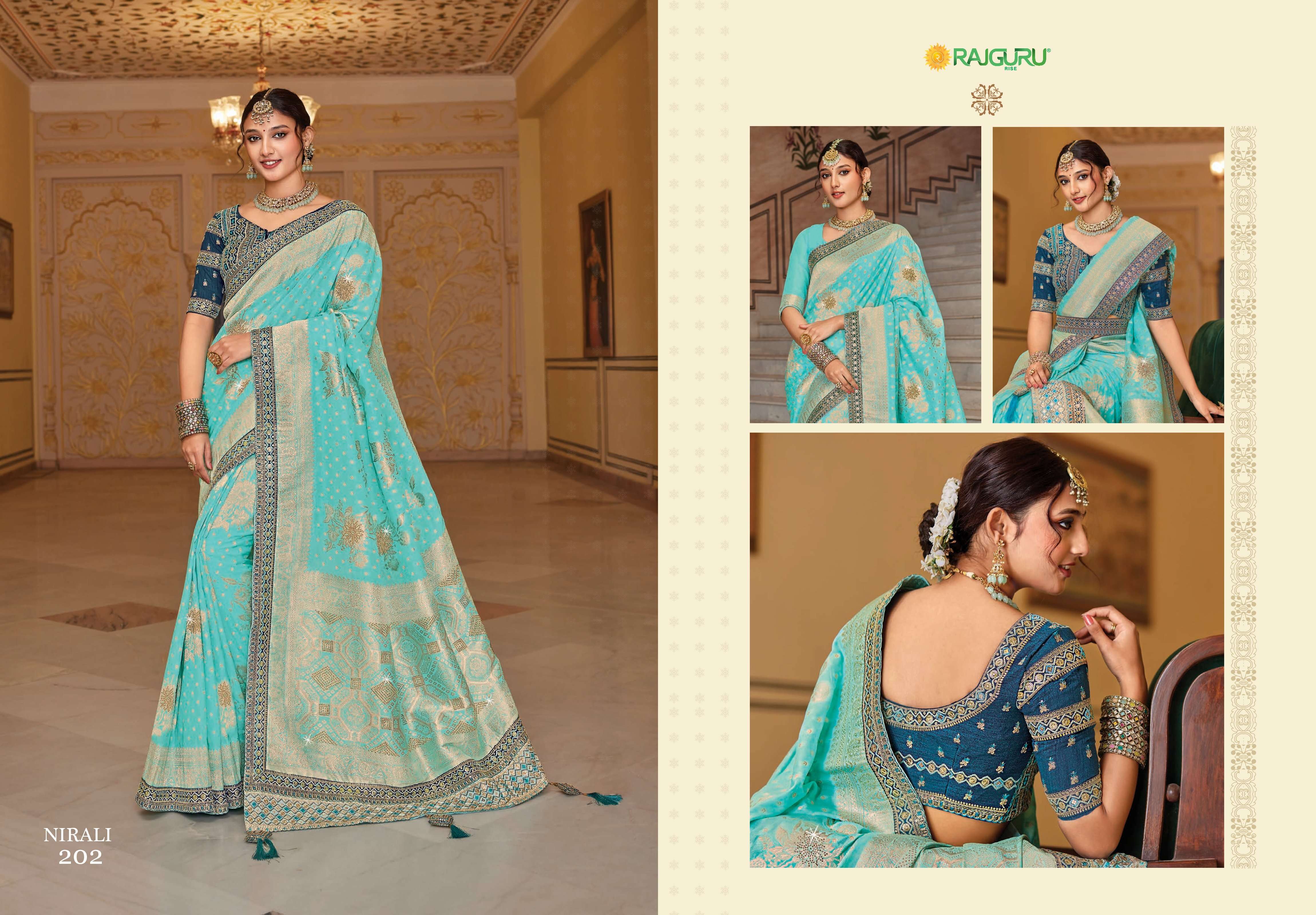 RAJGURU PRESENTS NIRALI DESIGNER WEDDING WEAR HEAVY FANCY SILK SAREES CATALOG WHOLESALER AND EXPORTER IN SURAT