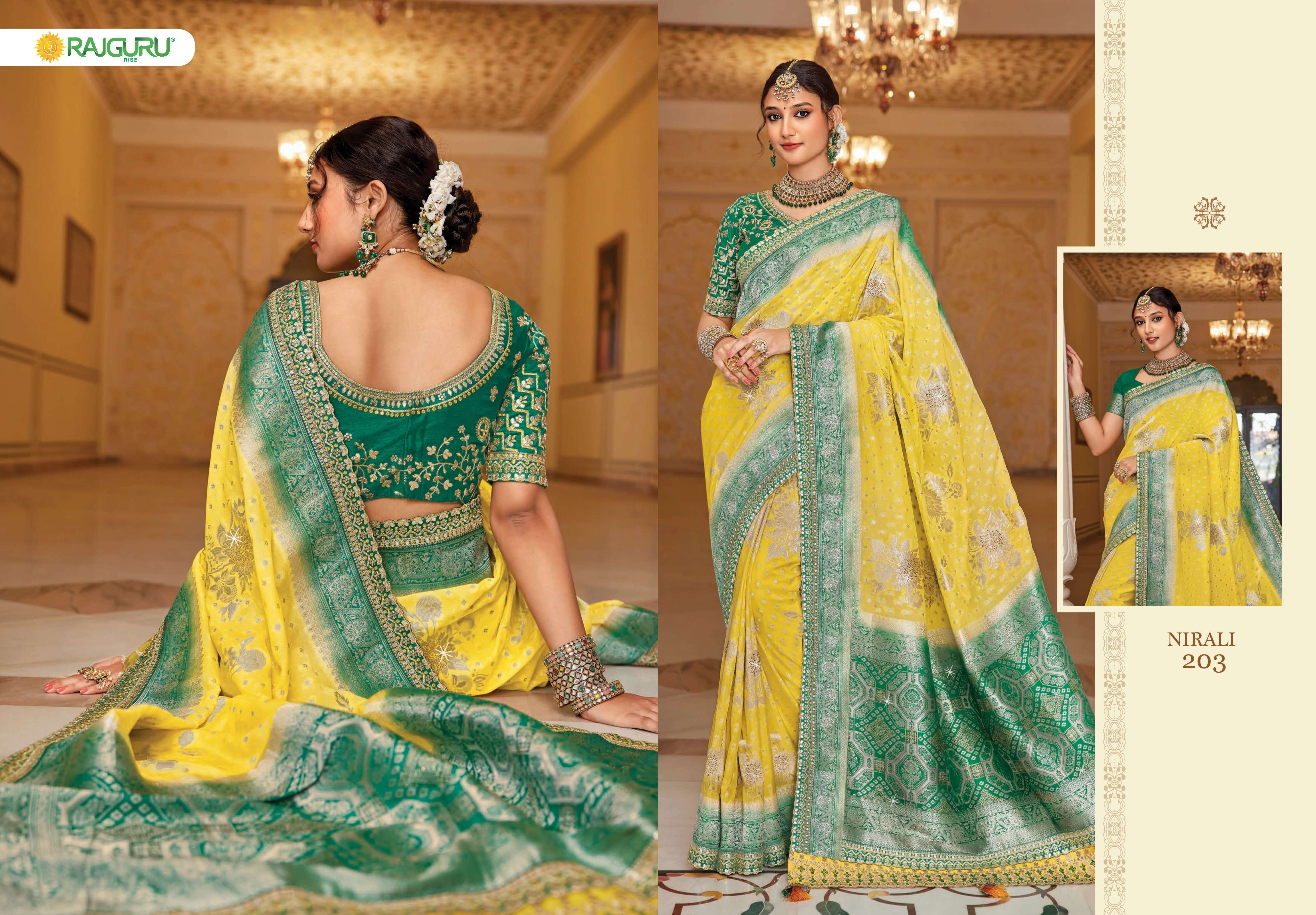 RAJGURU PRESENTS NIRALI DESIGNER WEDDING WEAR HEAVY FANCY SILK SAREES CATALOG WHOLESALER AND EXPORTER IN SURAT