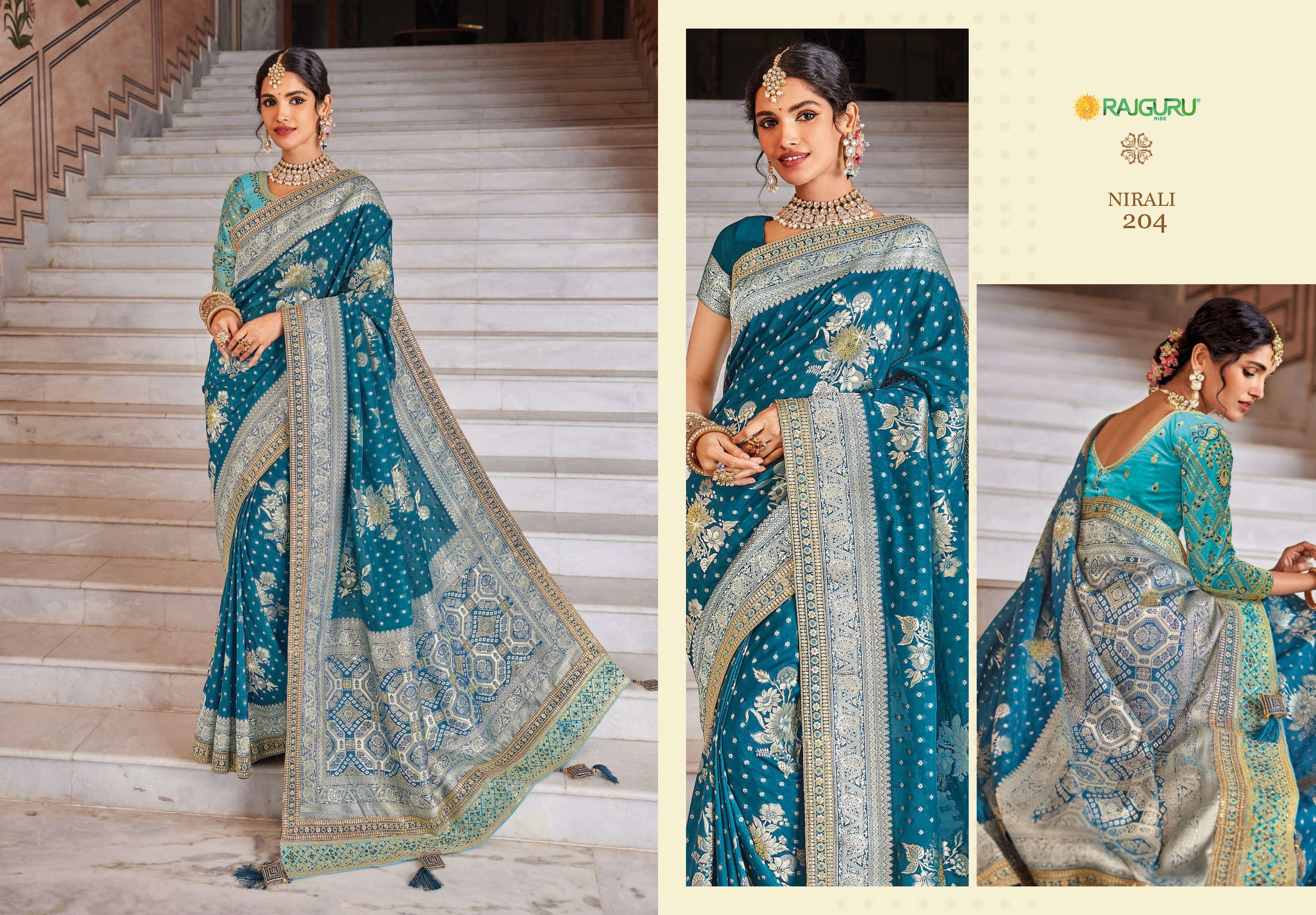 RAJGURU PRESENTS NIRALI DESIGNER WEDDING WEAR HEAVY FANCY SILK SAREES CATALOG WHOLESALER AND EXPORTER IN SURAT