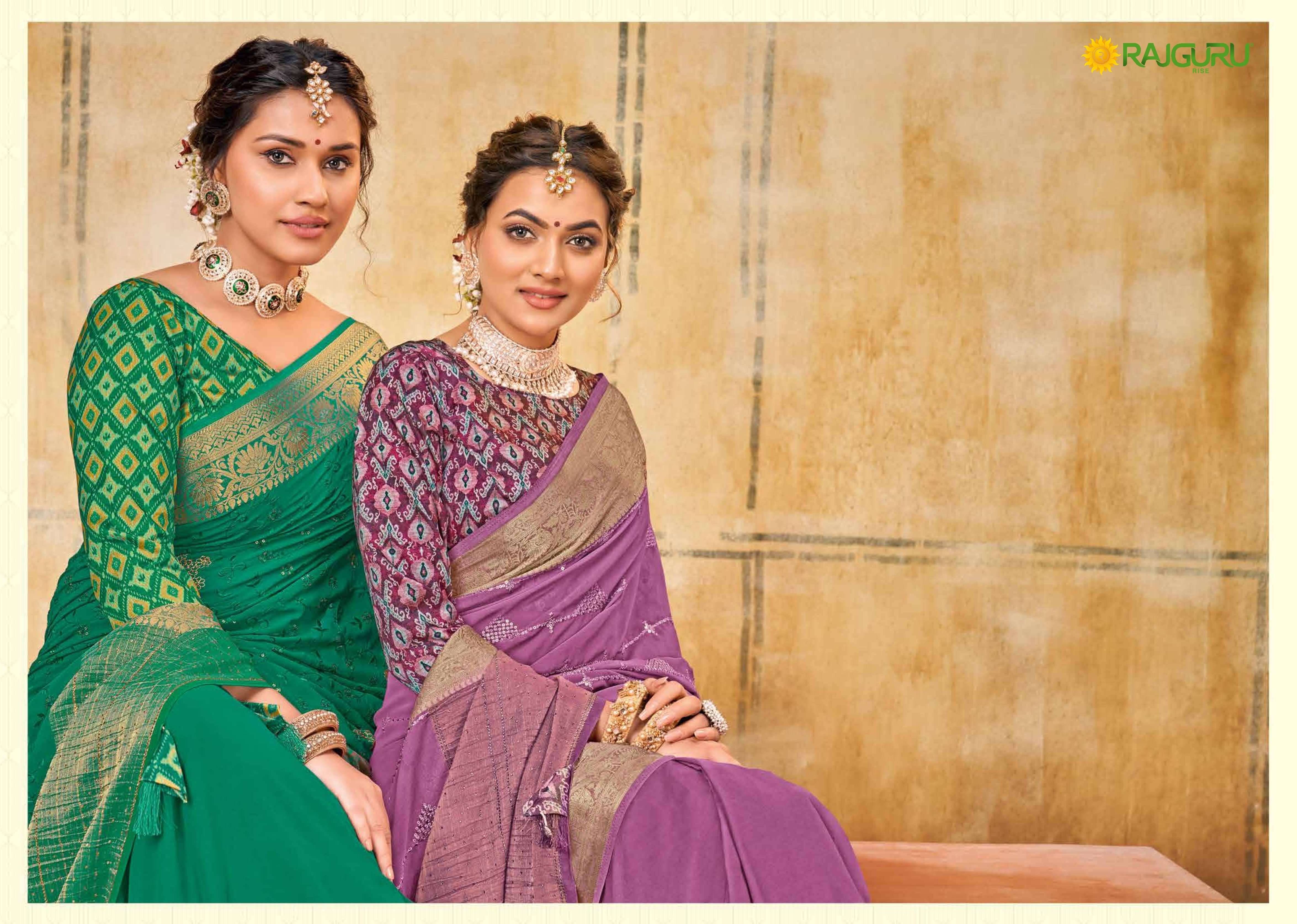 RAJGURU PRESENTS RANGREZ DESIGNER PARTY WEAR FANCY  SAREES CATALOG WHOLESALER AND EXPORTER IN SURAT