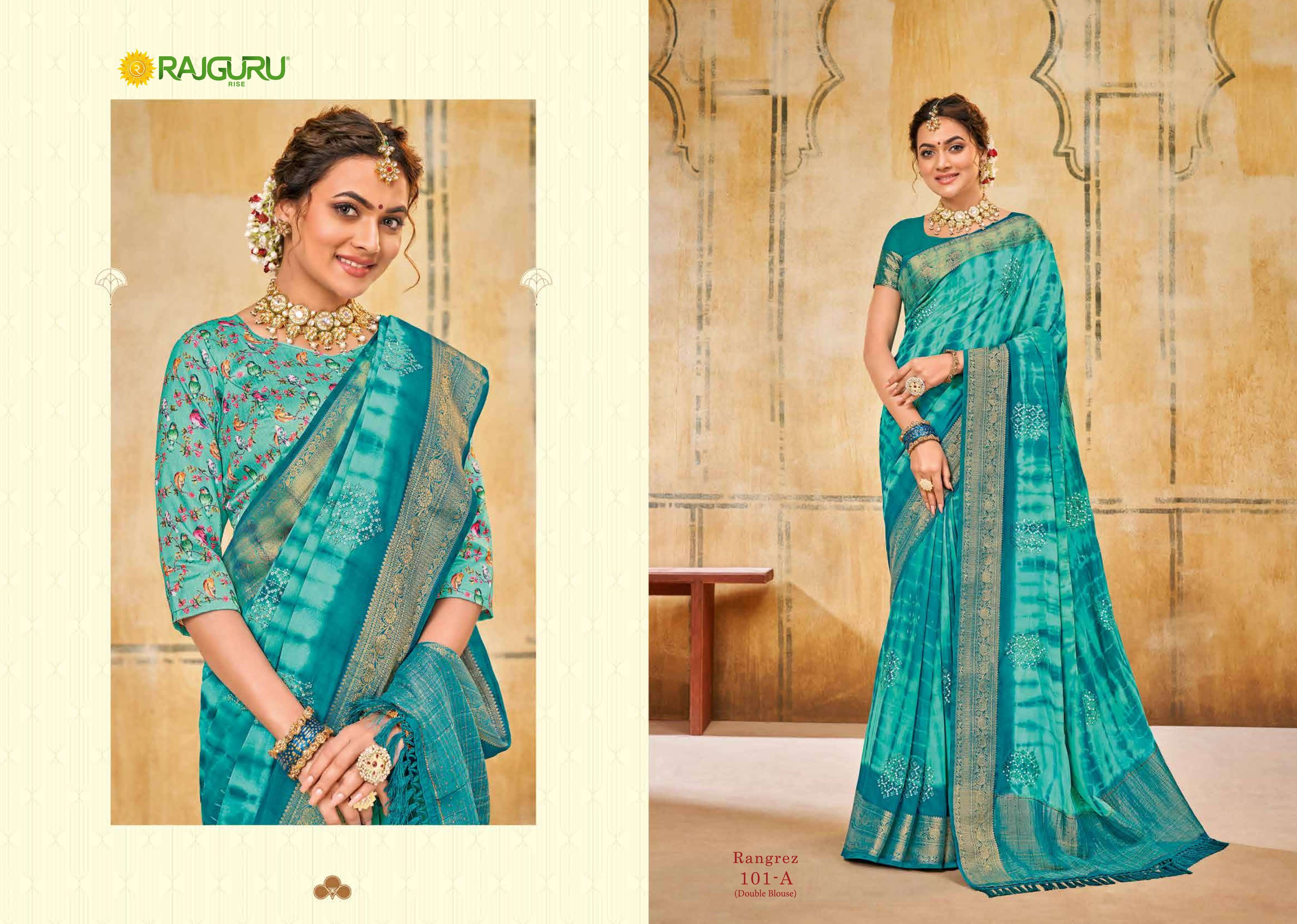 RAJGURU PRESENTS RANGREZ DESIGNER PARTY WEAR FANCY  SAREES CATALOG WHOLESALER AND EXPORTER IN SURAT