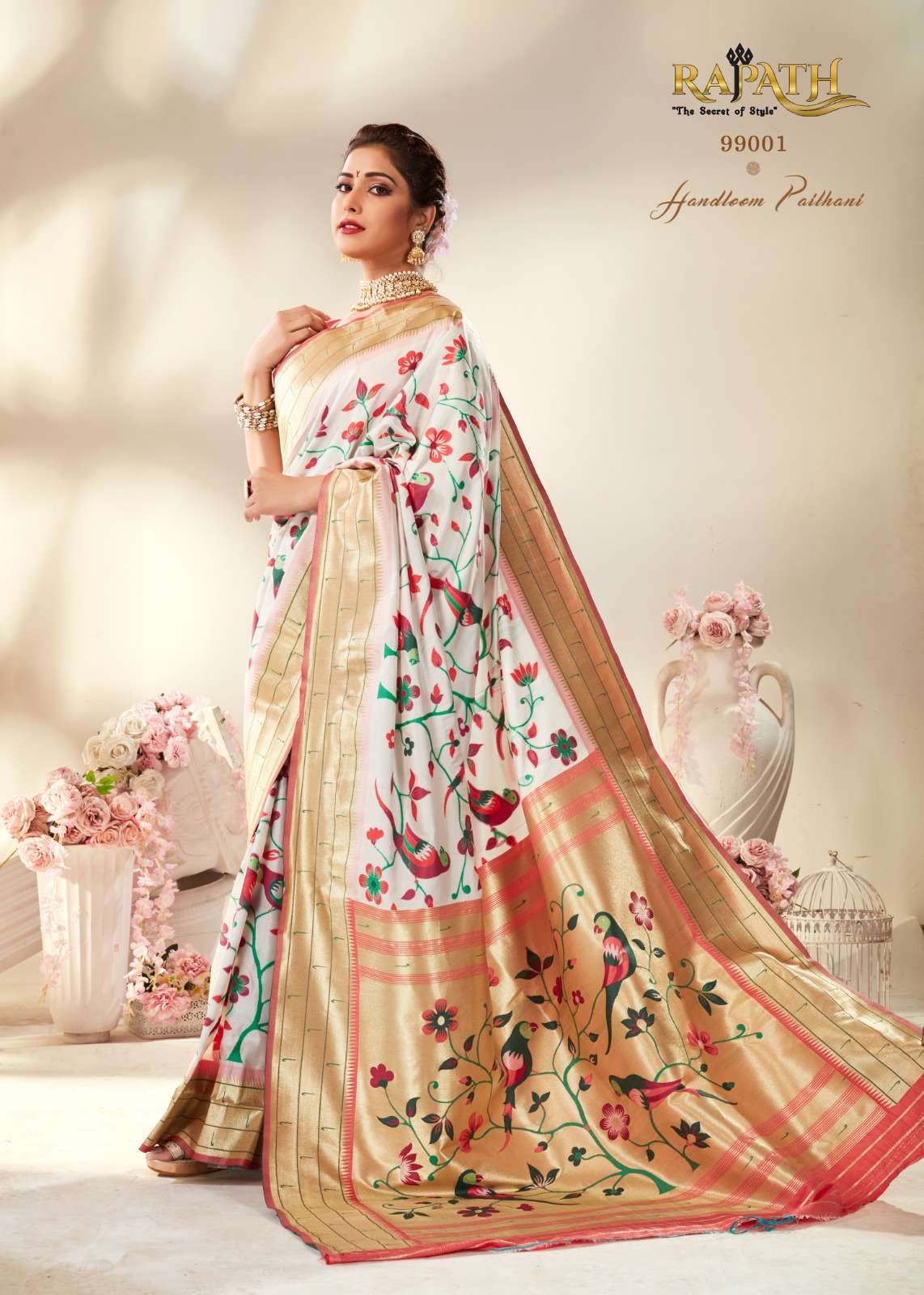 RAJPATH PRESENTS TANISHQ PAITHANI SILK DESIGNER PURE PAITHANI SILK WITH MINAKARI WEAVING SILK SAREES CATALOG WHOLESALER