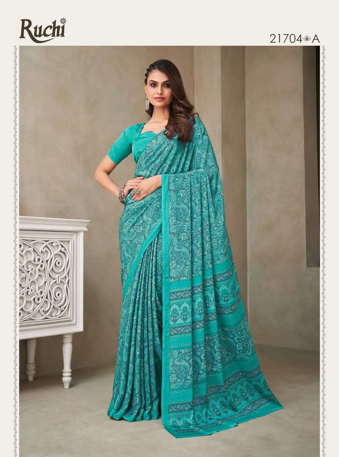 RUCHI PRESENTS  VIVANTA SILK VOL-18 SILK CRAPE SAREE CATALOG WHOLESALER AND EXPORTER IN SURAT