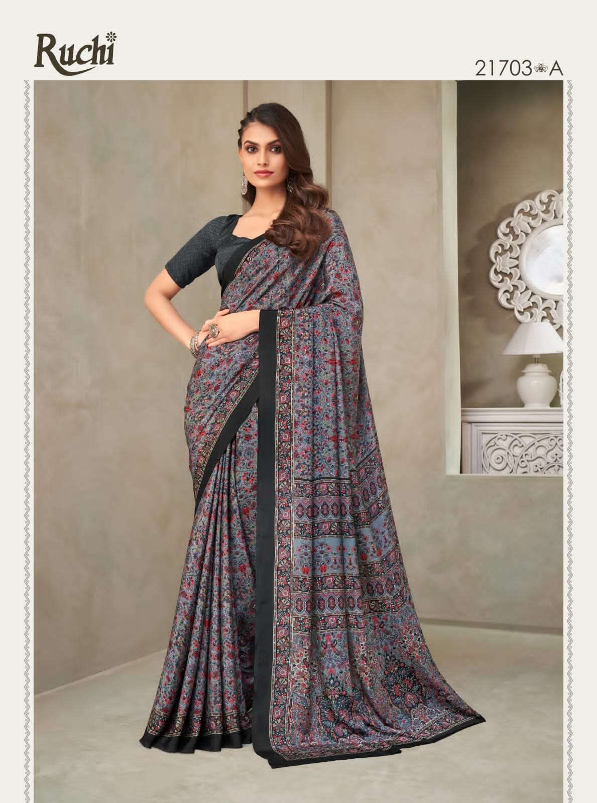 RUCHI PRESENTS  VIVANTA SILK VOL-18 SILK CRAPE SAREE CATALOG WHOLESALER AND EXPORTER IN SURAT